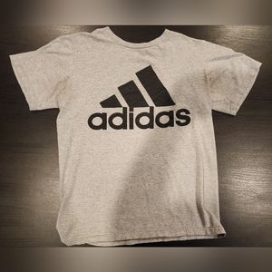 Mens Small Grey And Black Adidas Short Sleeve Shirt with Logo